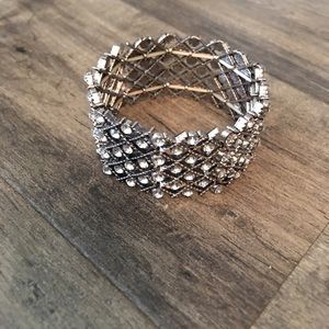 Rhinestone paneled stretchy bracelet